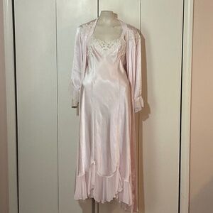 Linea Donatella LIngerie Set Pink Polyester Nightgown & Robe Size Medium Sexy